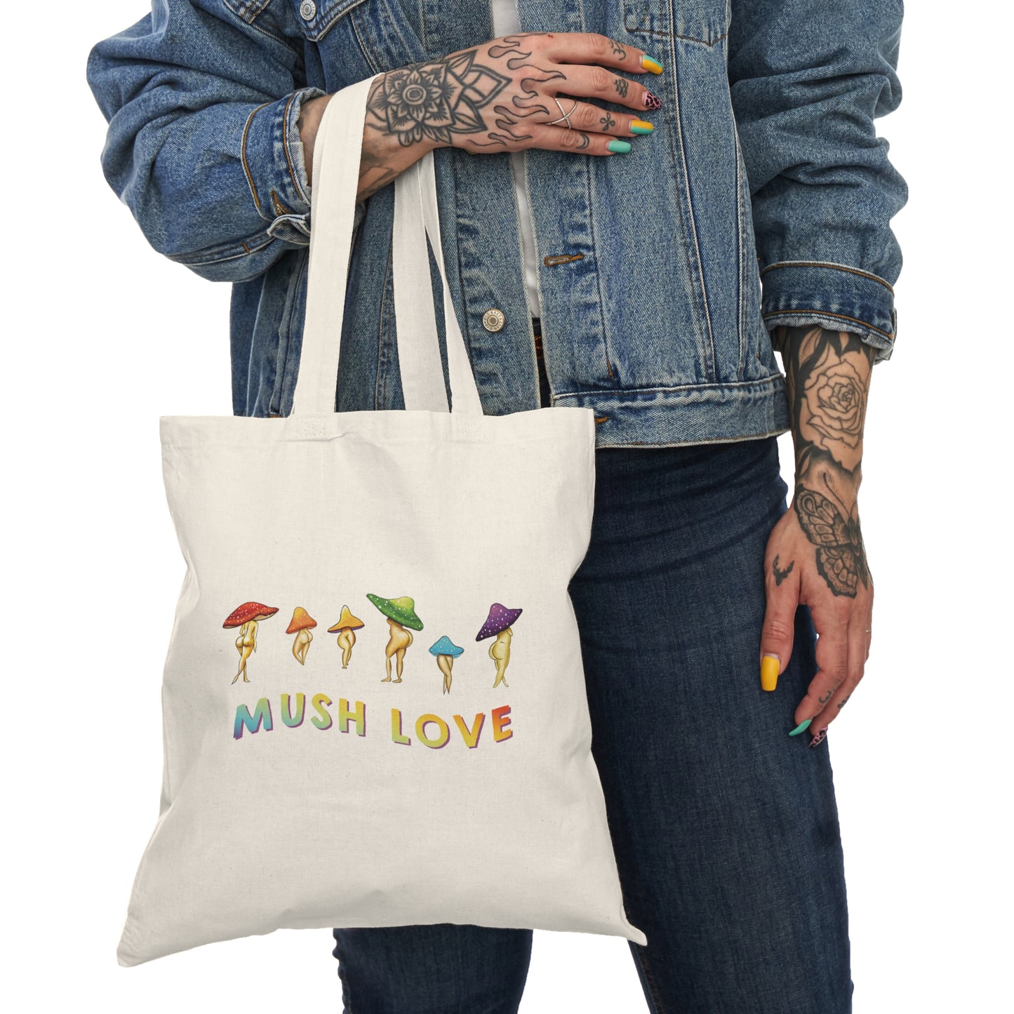 Sustainable Funny Mushroom Lady Tote Bag, Grocery Bag