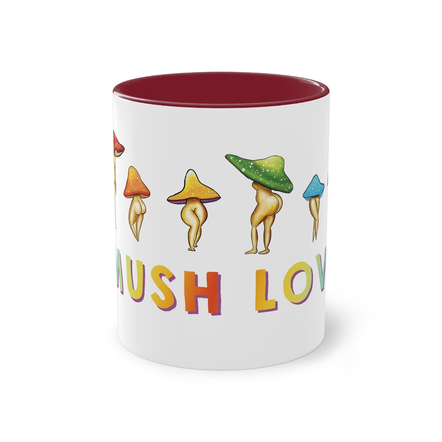 Funny Mushroom booty mug, cute mushroom lover gift idea, funny mushroom pun, cute mush love pun, adorable funny NSFW mushroom lady booty, sexy mushroom mug, accent mug gift