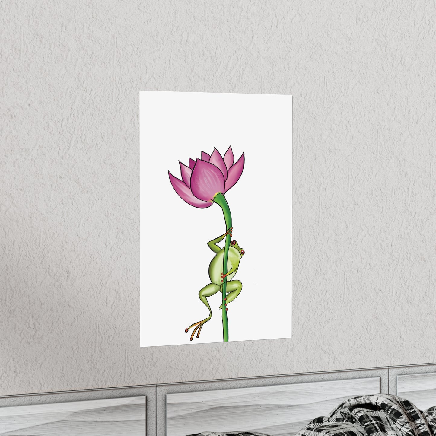 Frog Climbing a Flower Poster