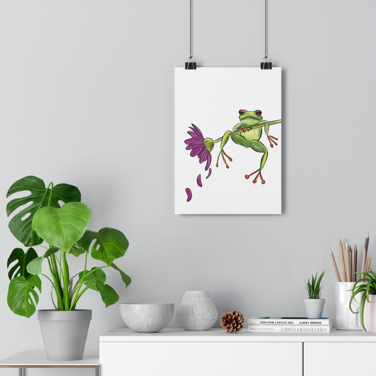 Cute Frog on Flower Art Print