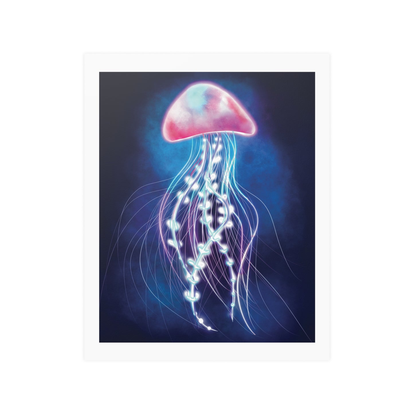 Jellyfish Illustration Satin Poster