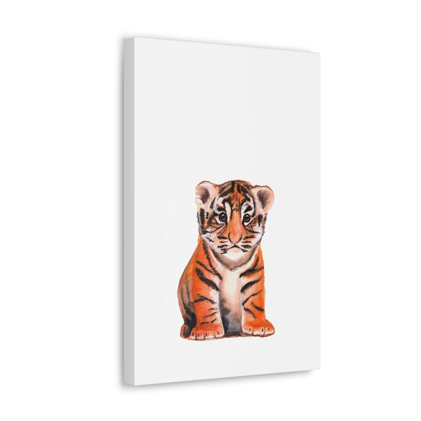 Cute Tiger Cub Gallery Canvas Wrap, Watercolor tiger cub, nursery room art, cute baby shower gift, new mom gift, cute baby tiger wall art, kids room art