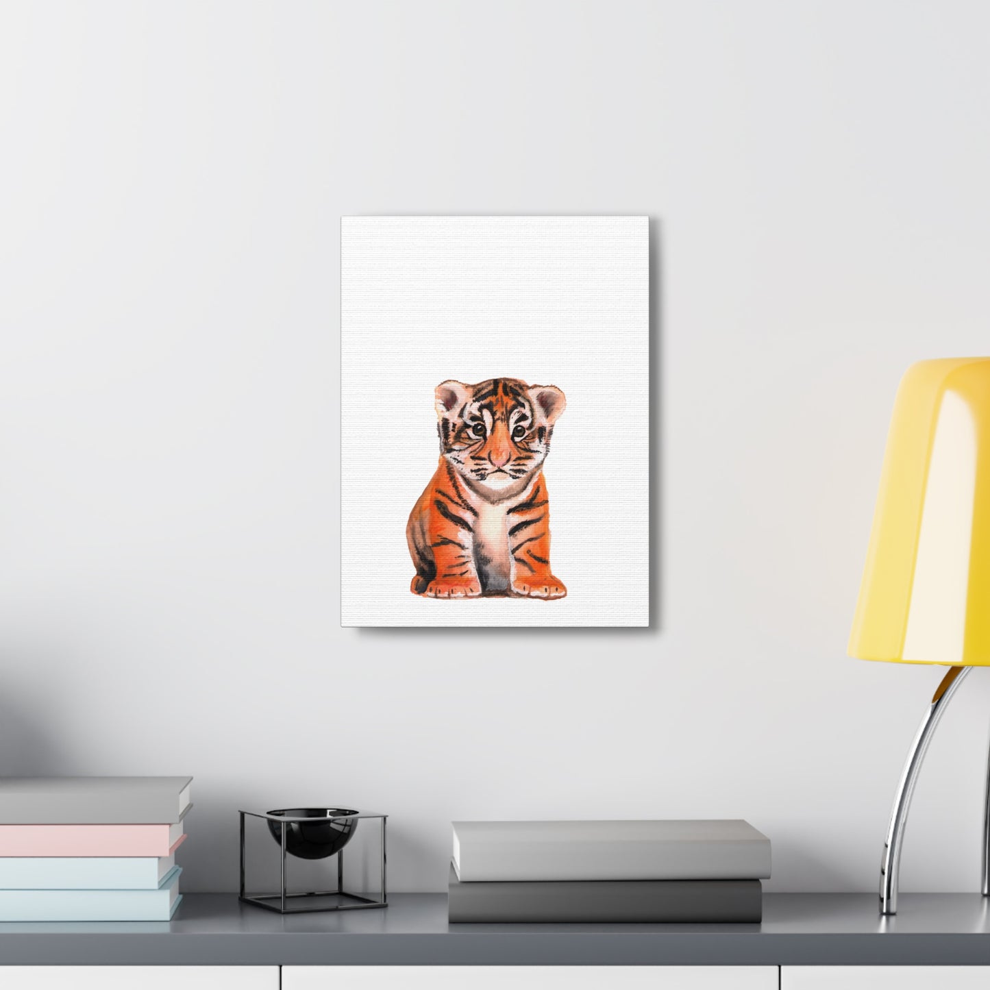 Cute Tiger Cub Gallery Canvas Wrap, Watercolor tiger cub, nursery room art, cute baby shower gift, new mom gift, cute baby tiger wall art, kids room art