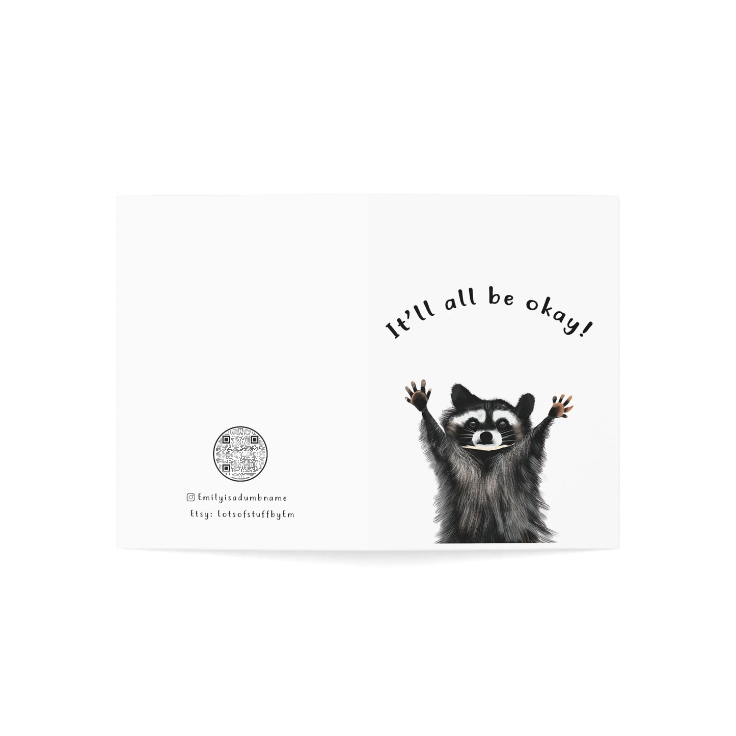 Cute Raccoon Hands Greeting card, Sympathy card, cute raccoon illustration, raccoon hands cute,