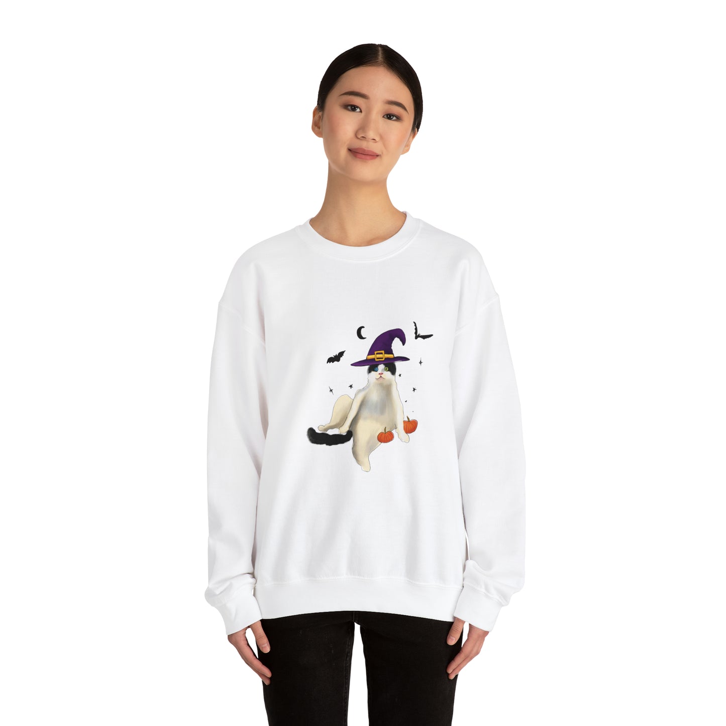 Cute Halloween Crewneck, Cute Cat Halloween Sweathshirt, Halloween Shirt, cute halloween cat crewneck