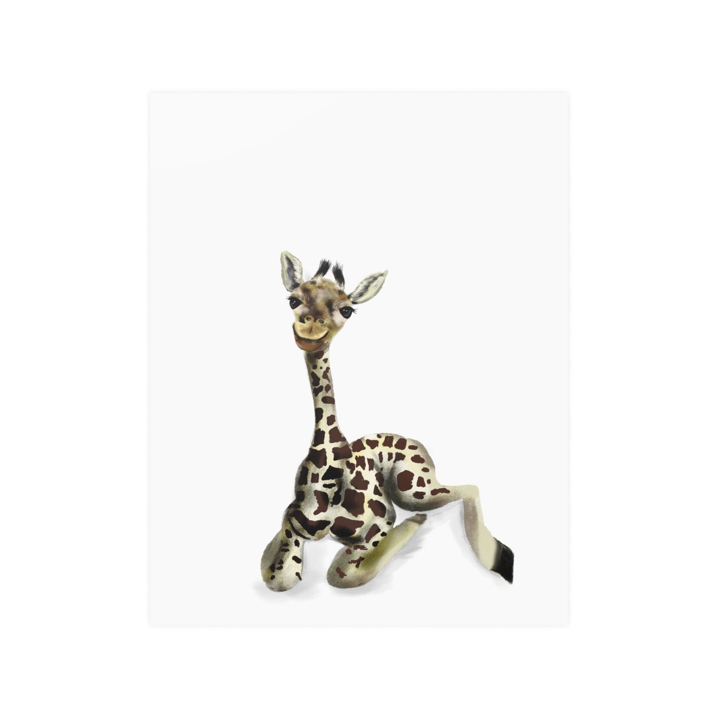 Baby Giraffe Satin Art Poster