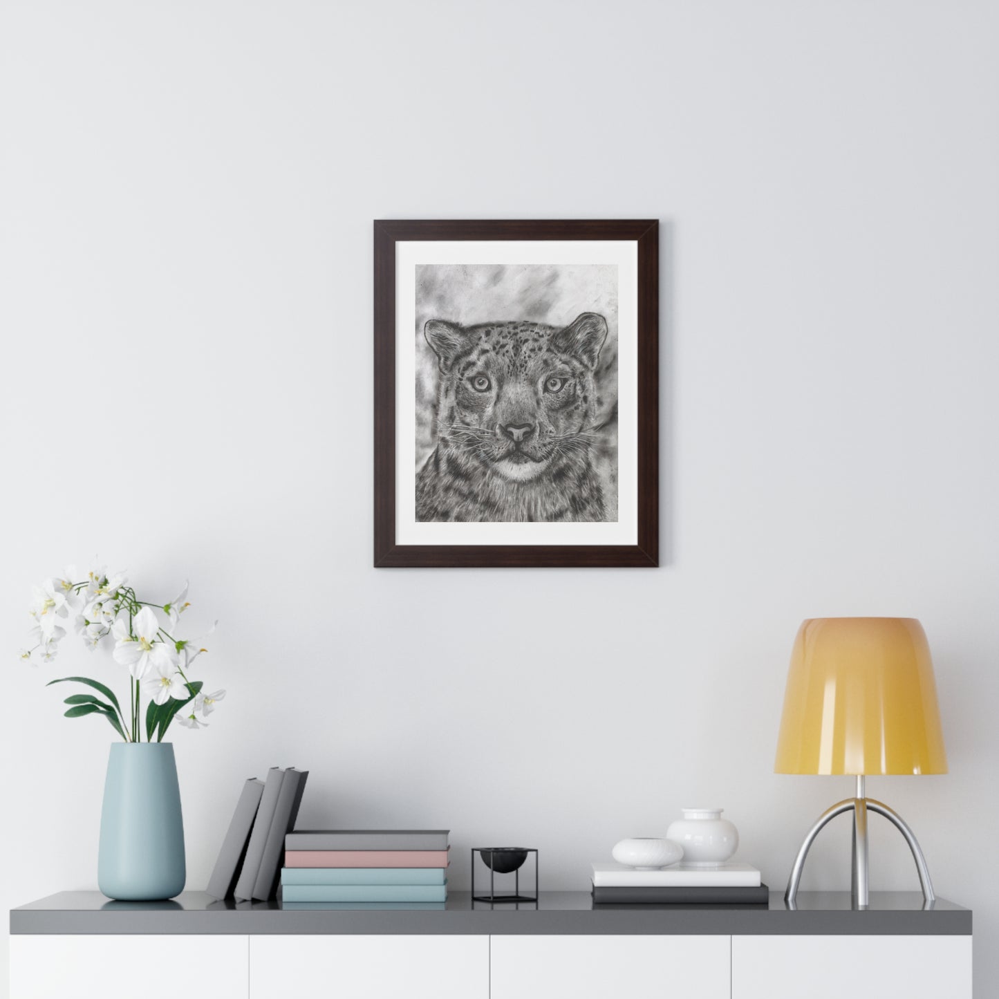 Snow Leopard Drawing Framed Poster