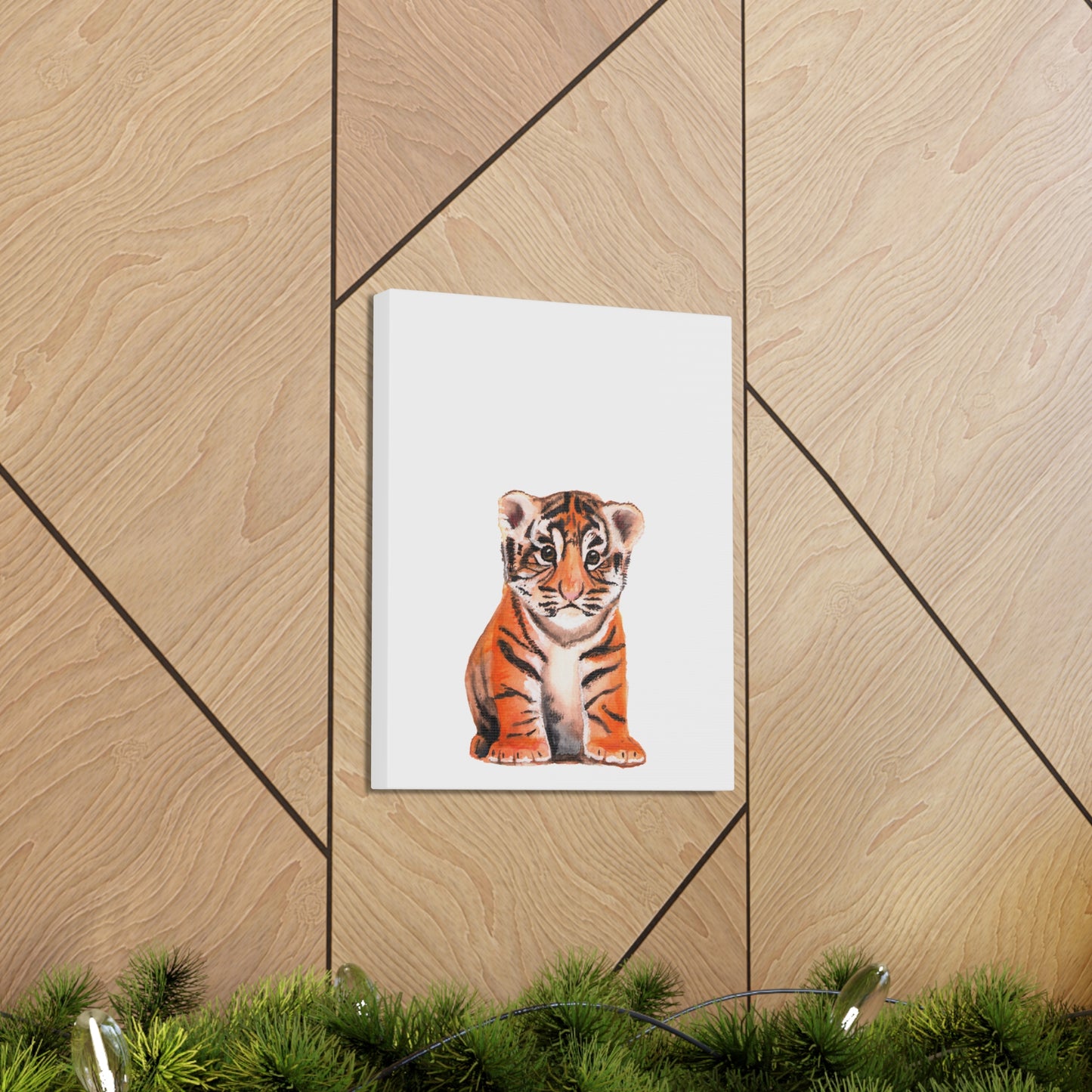 Cute Tiger Cub Gallery Canvas Wrap, Watercolor tiger cub, nursery room art, cute baby shower gift, new mom gift, cute baby tiger wall art, kids room art