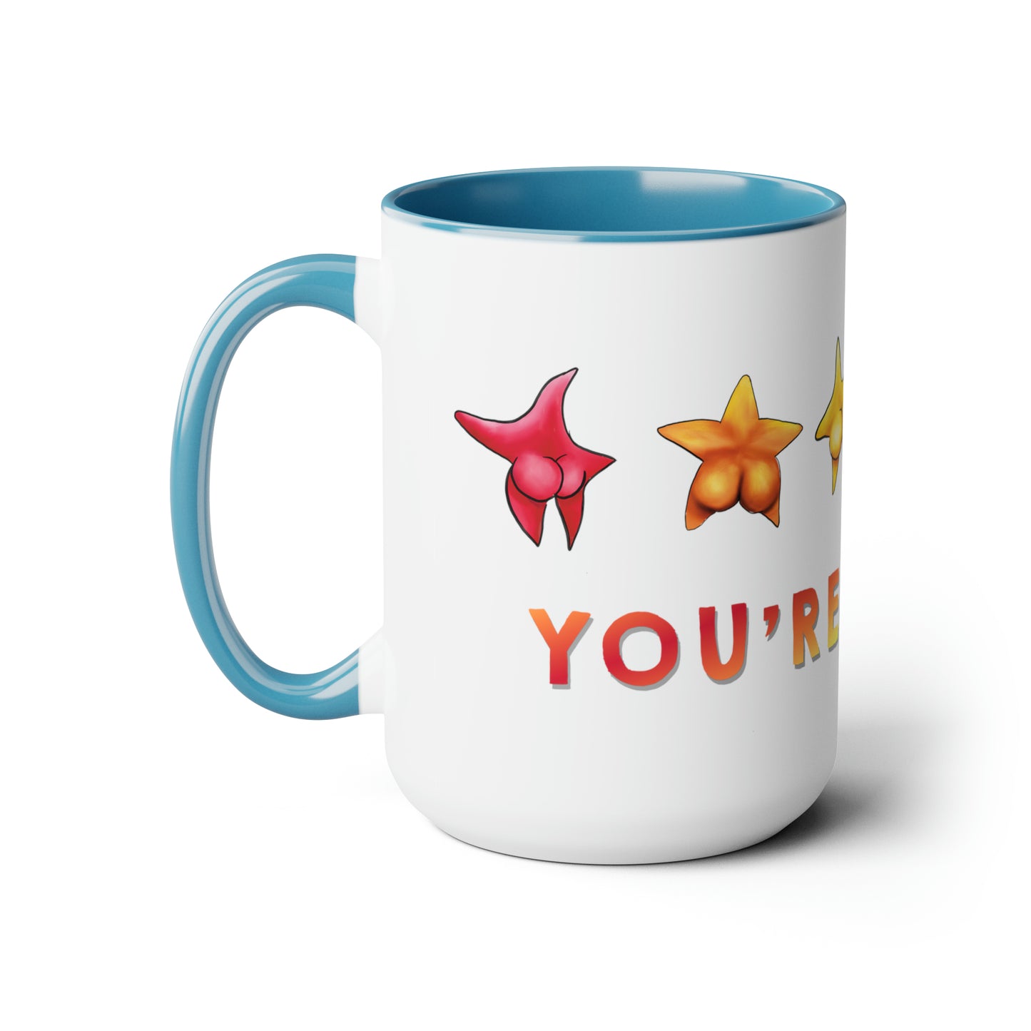 Cute Funny Rainbow Starfish Mug, 15 oz