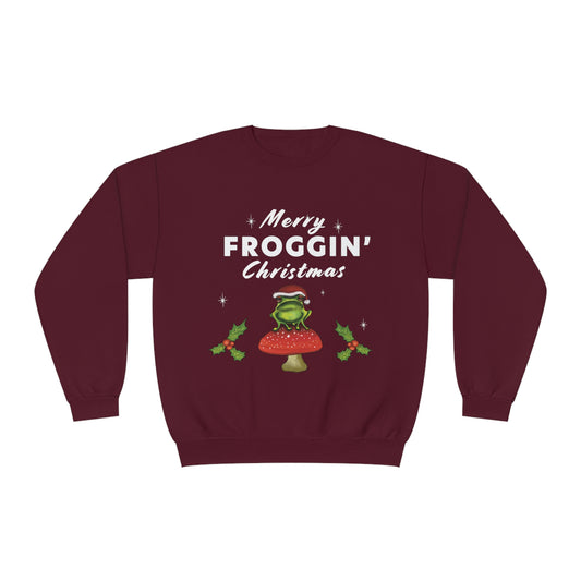 Funny Cottagecore Frog Christmas Sweatshirt, Froggin Christmas, Funny Frog lover christmas gift, cute Frog Christmas sweatshirt