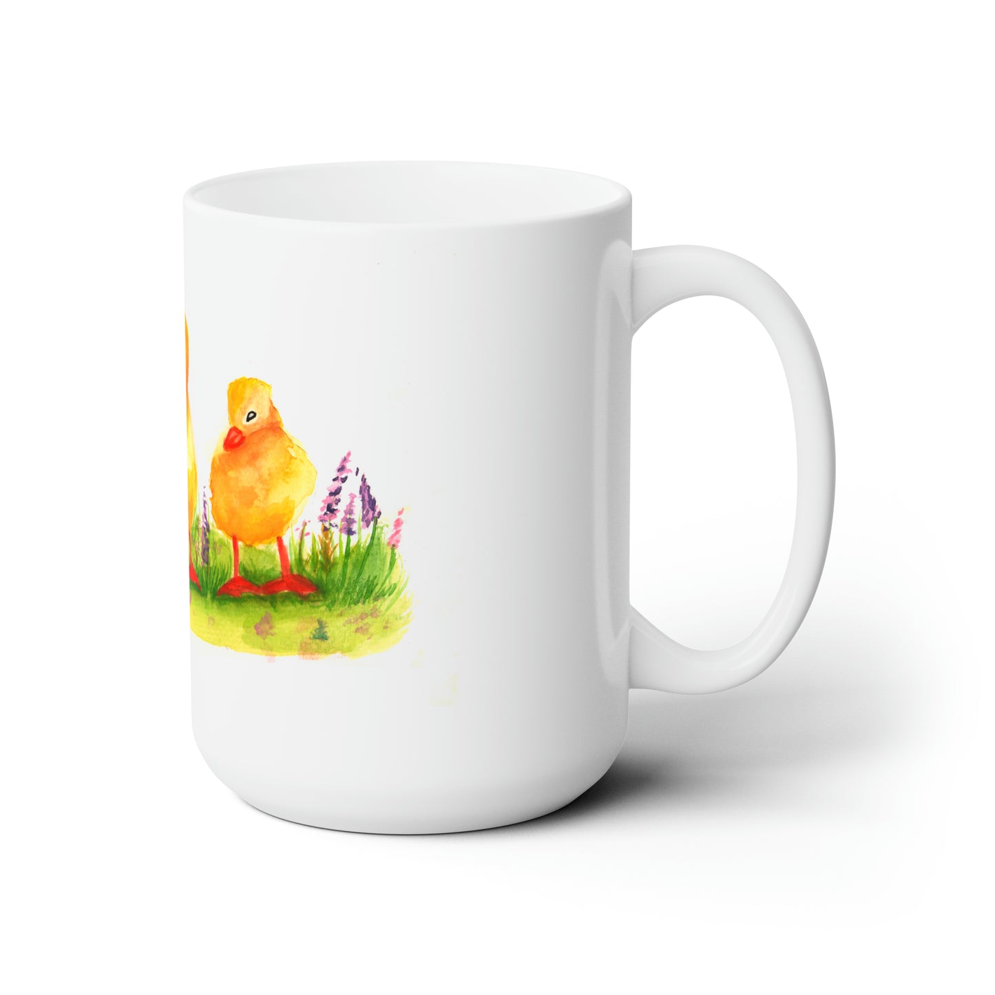 Cute Duckling Mug, Watercolor Painting Cute Ducklings, 15 oz mug, duckling flowers cute mug, Teacher mug, Animal lover gift,