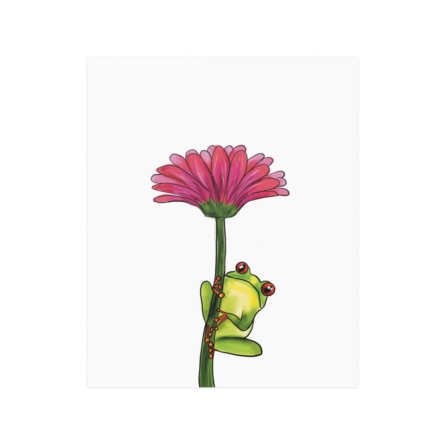 Frog on a Flower Illustration Poster