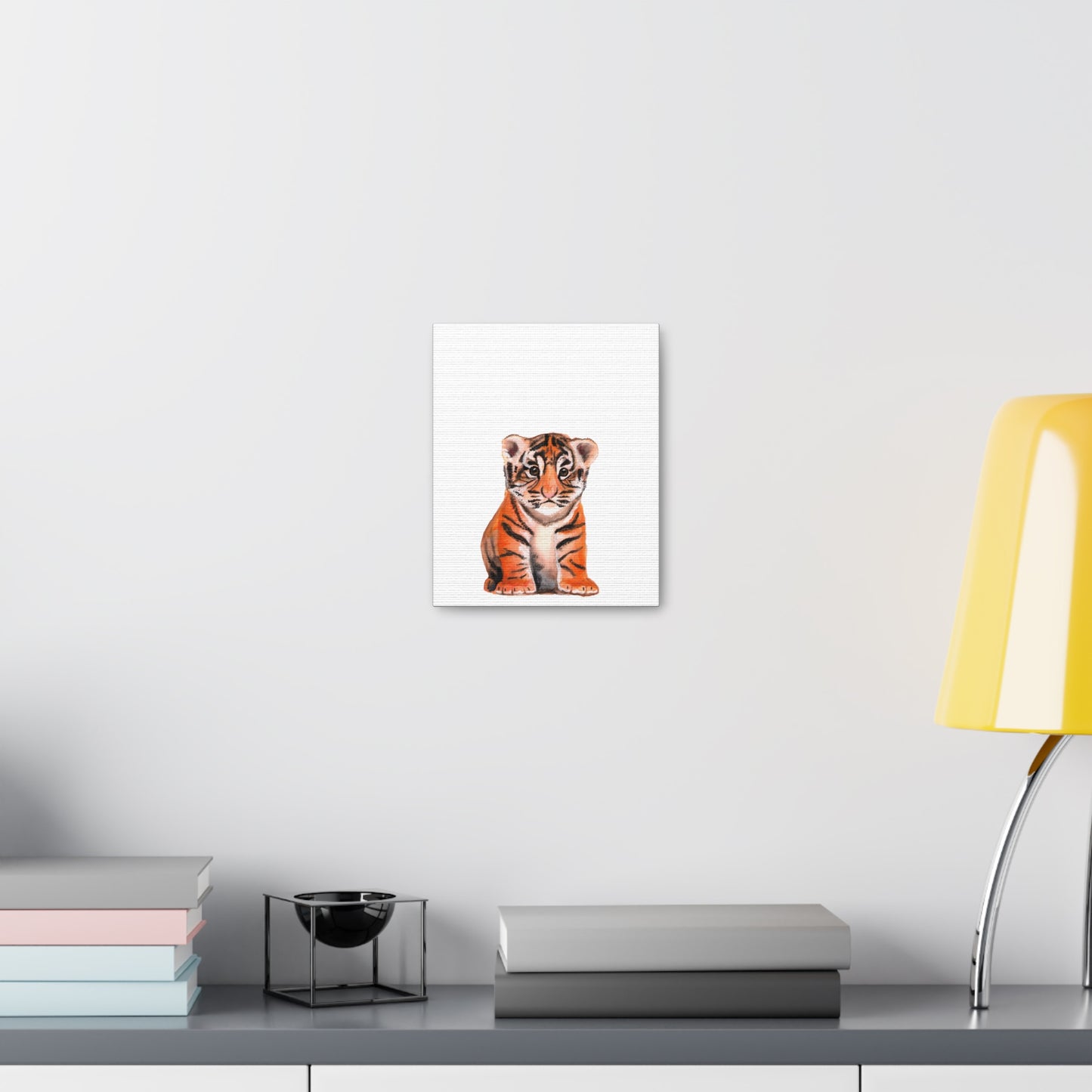 Cute Tiger Cub Gallery Canvas Wrap, Watercolor tiger cub, nursery room art, cute baby shower gift, new mom gift, cute baby tiger wall art, kids room art