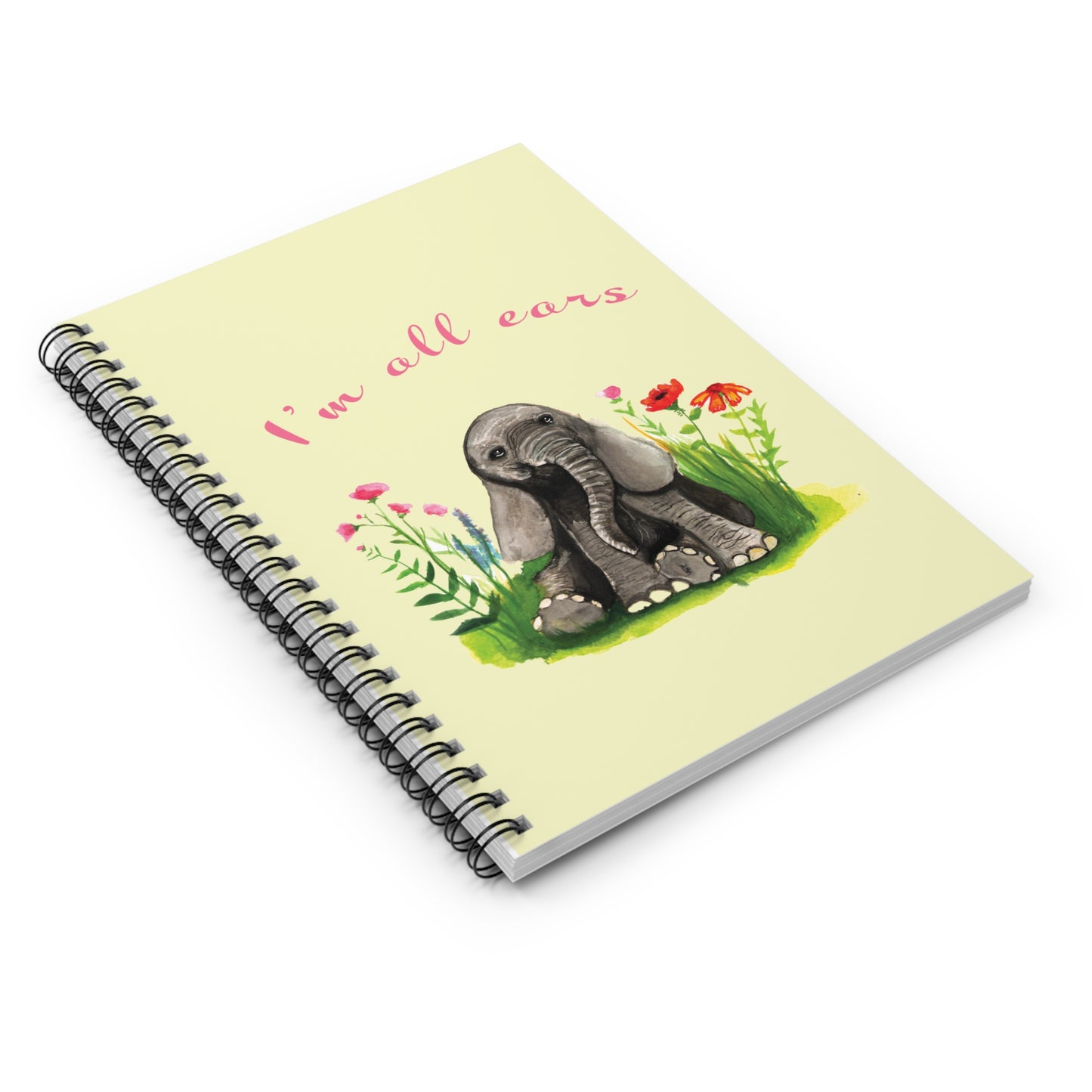 Cute watercolor baby elephant journal, elephant lover gift idea, cute baby elephant watercolor, elephant notebook for school students