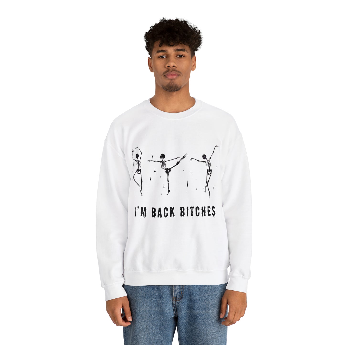 Halloween Crewneck Sweatshirt, Cute Funny Skeleton Dancing Art