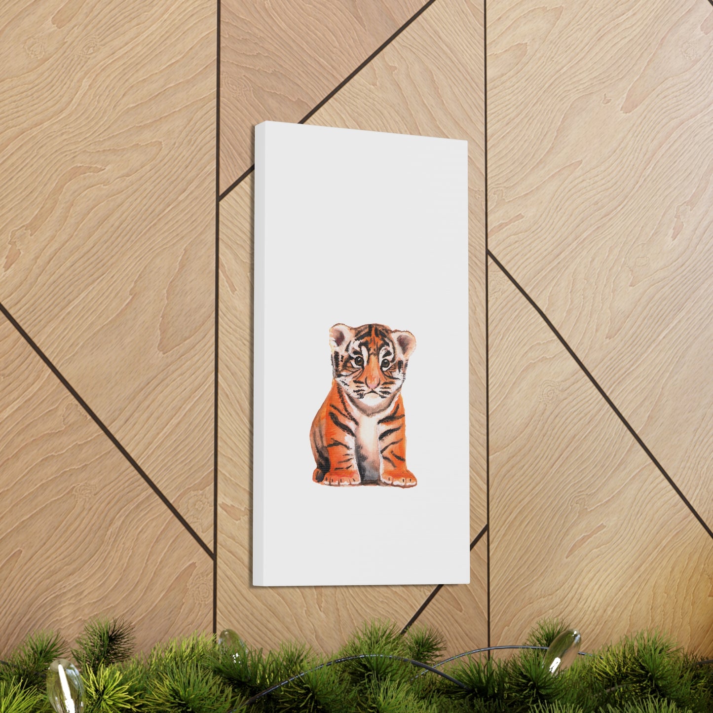 Cute Tiger Cub Gallery Canvas Wrap, Watercolor tiger cub, nursery room art, cute baby shower gift, new mom gift, cute baby tiger wall art, kids room art