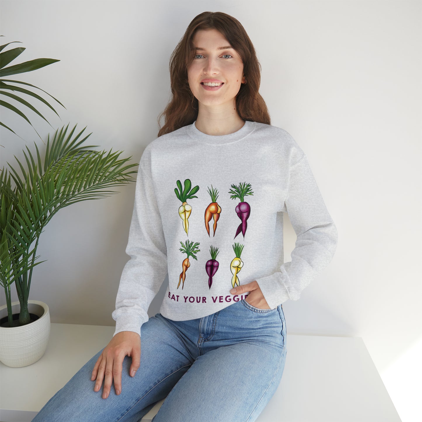 Cute Funny Crewneck Sweatshirt, Funny Sexy Veggie Crewneck, Cute Anime Sexy Carrot Booty, Funny Crewneck