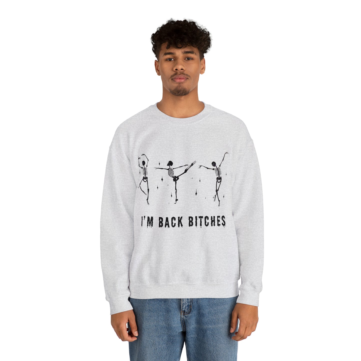 Halloween Crewneck Sweatshirt, Cute Funny Skeleton Dancing Art