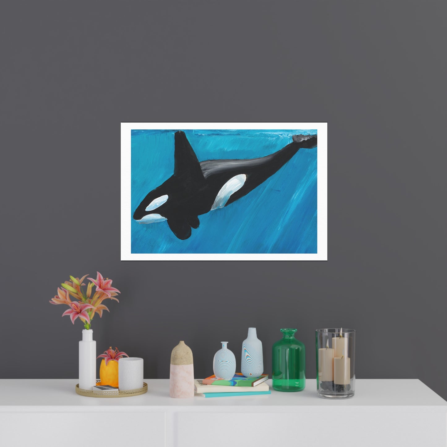 Orca Whale Acrylic Painting Poster Art Print