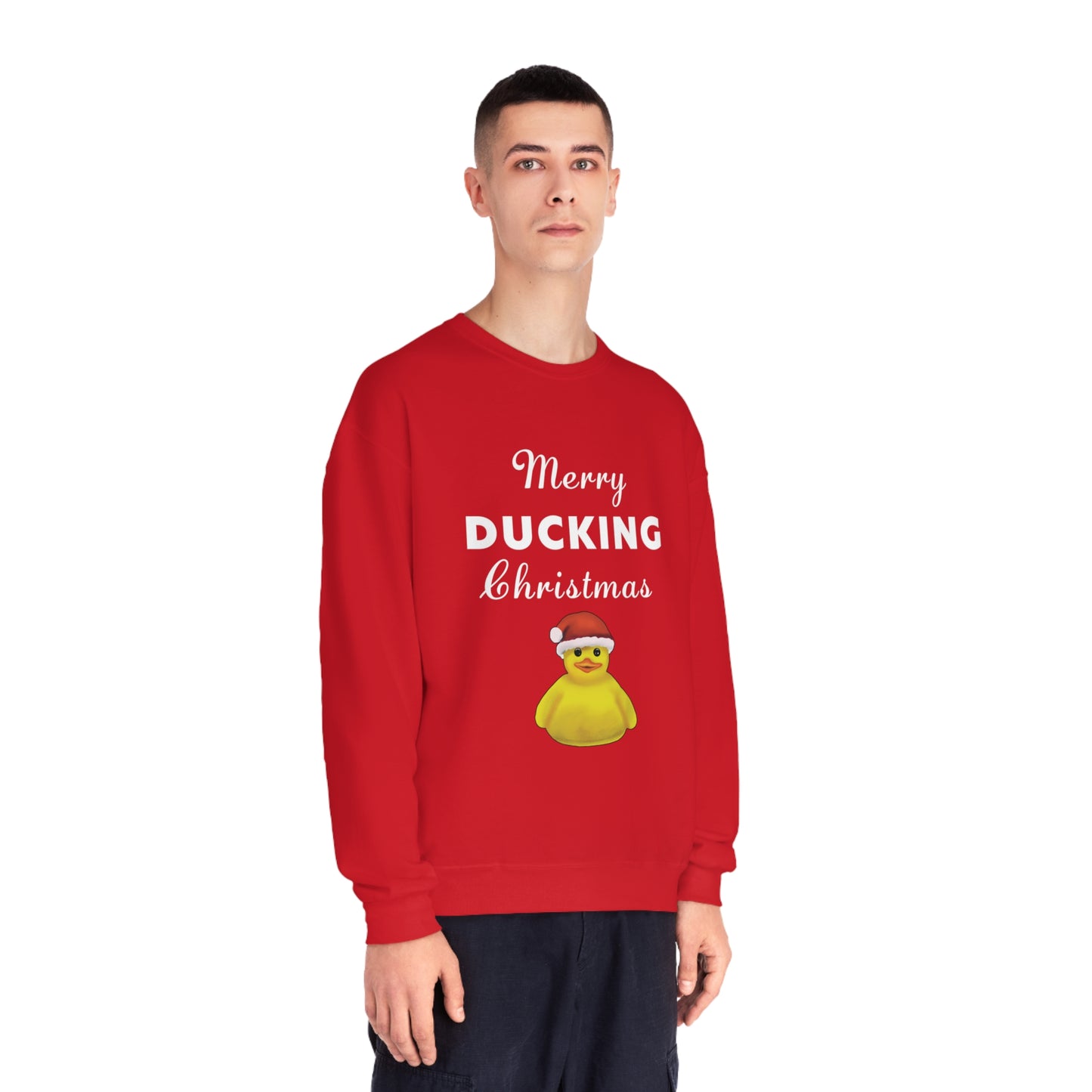 Funny Christmas Pun Duck Sweatshirt, Holiday Decor, cute funny holiday christmas sweatshirt, cute Merry Ducking Christmas Sweatshirt gift