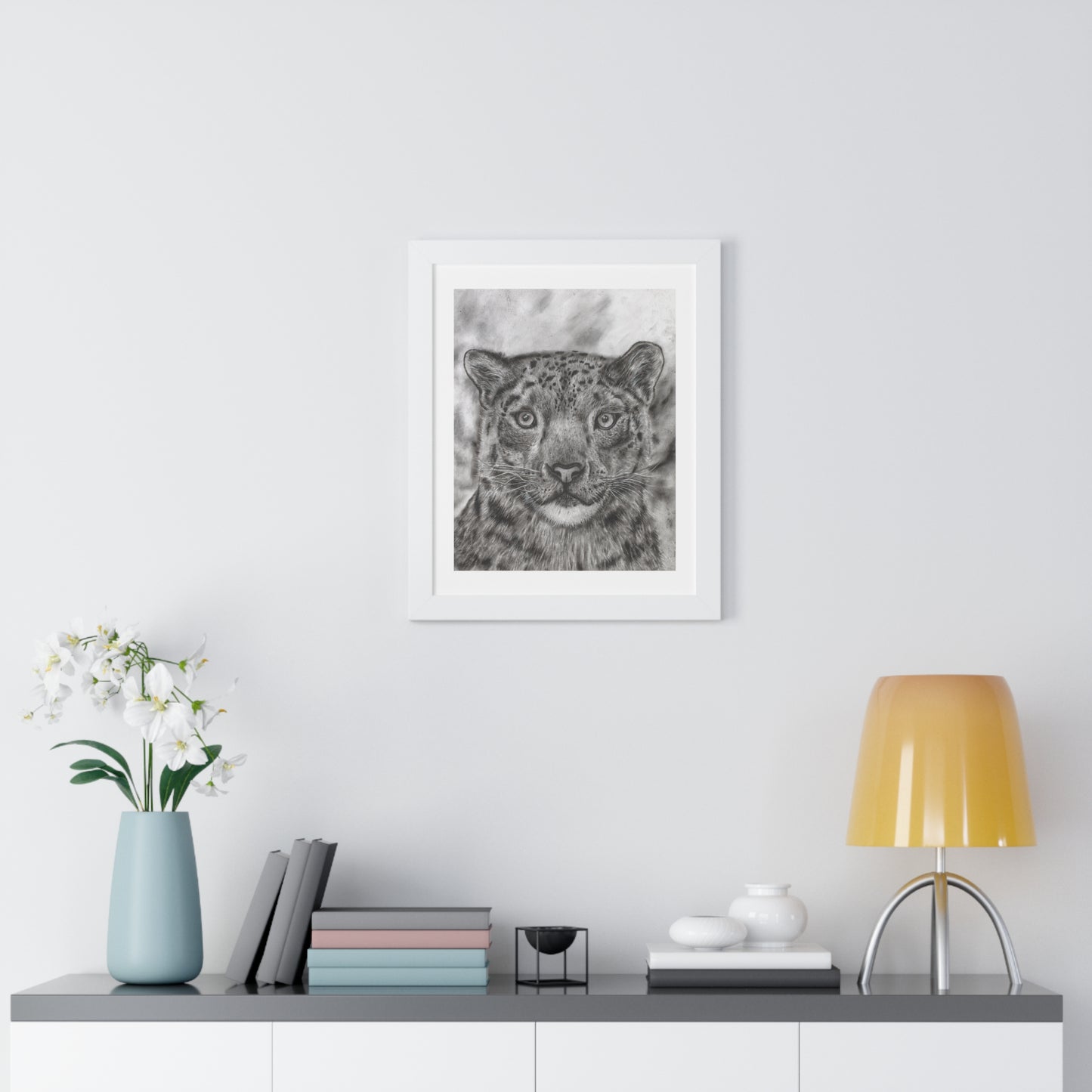 Snow Leopard Drawing Framed Poster