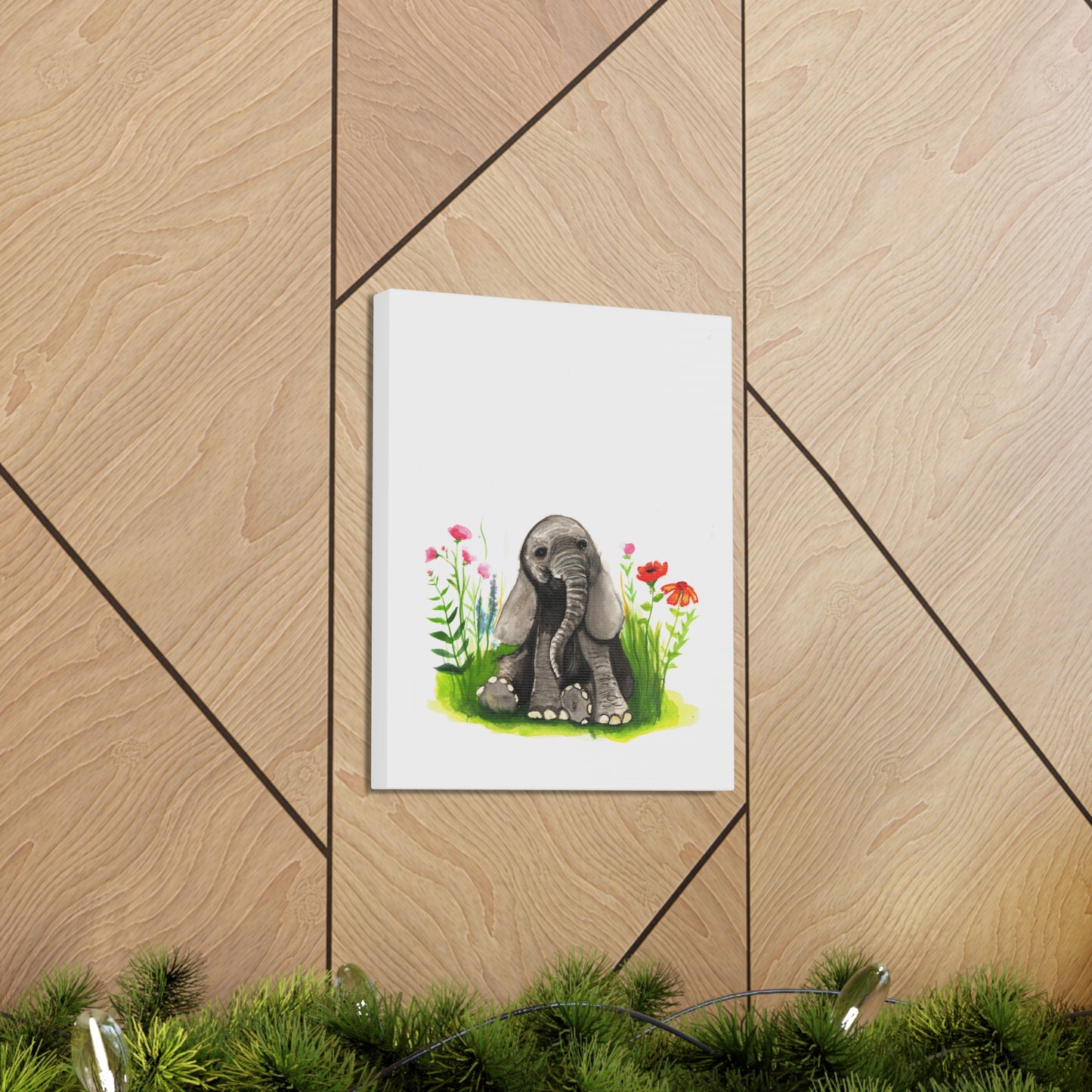 Cute Watercolor Baby Elephant in Flowers, Nursery Wall art, safari animal prints, cute baby animals, kids wall art, animal lover