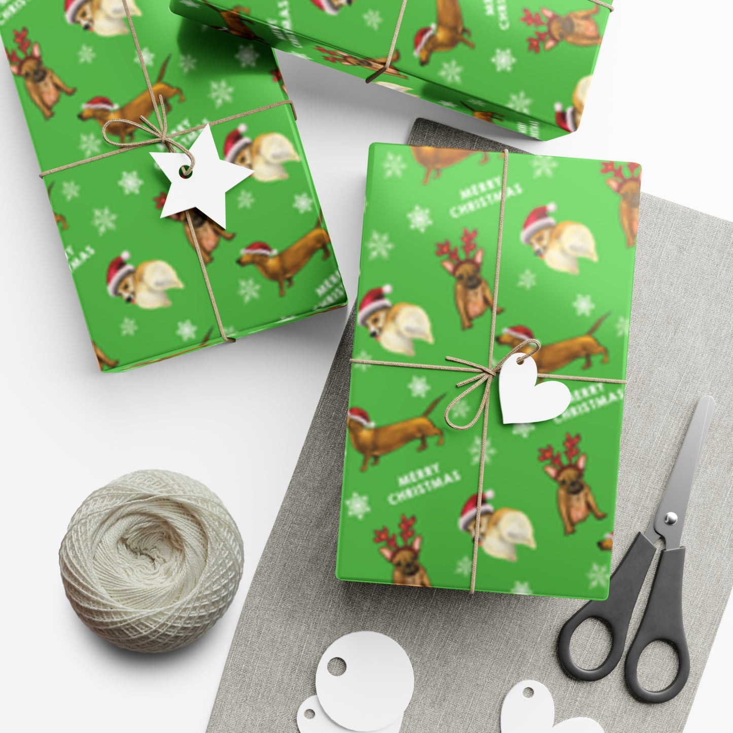 Cute funny dog christmas wrapping paper, funny dog christmas holiday gift wrap paper, cute dog in costume, christmas dog antlers cute