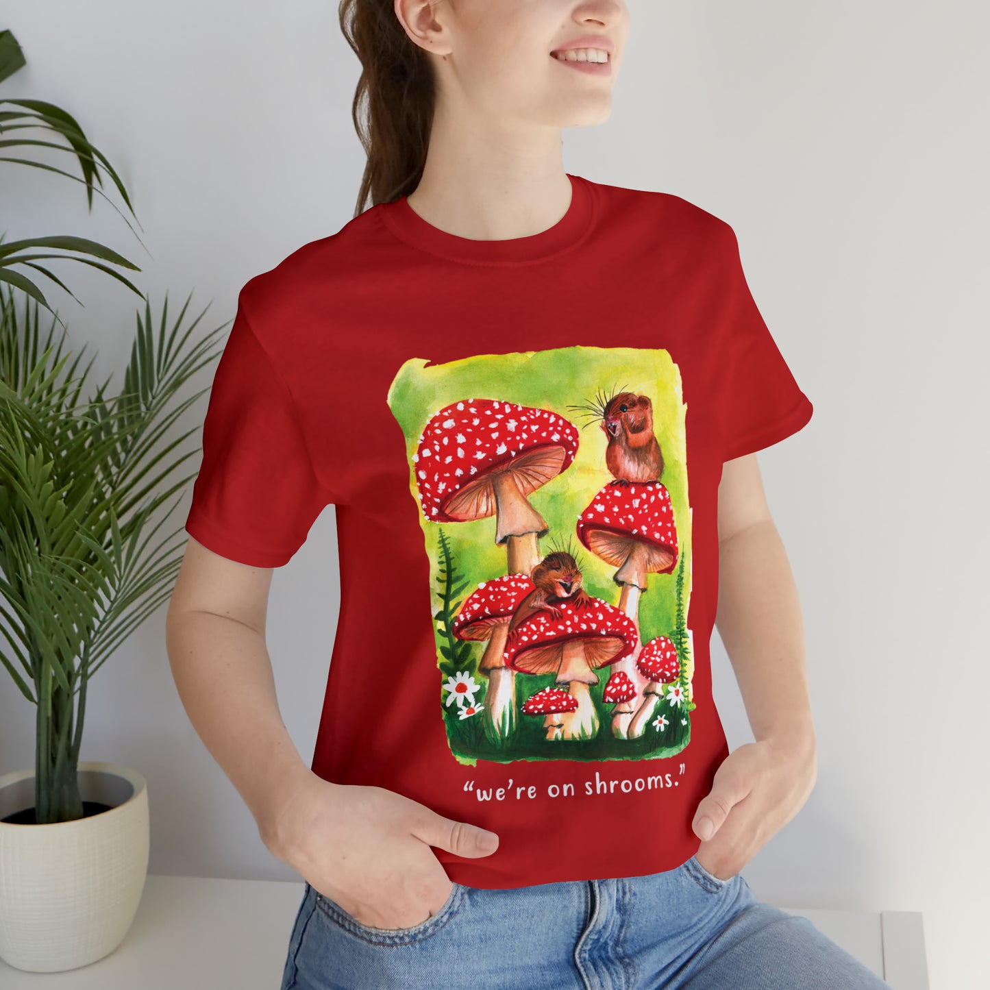 Watercolor Mice and mushrooms T shirt, Cute Funny Graphic T shirt, We're on shrooms T shirt, funny punny shirt cute