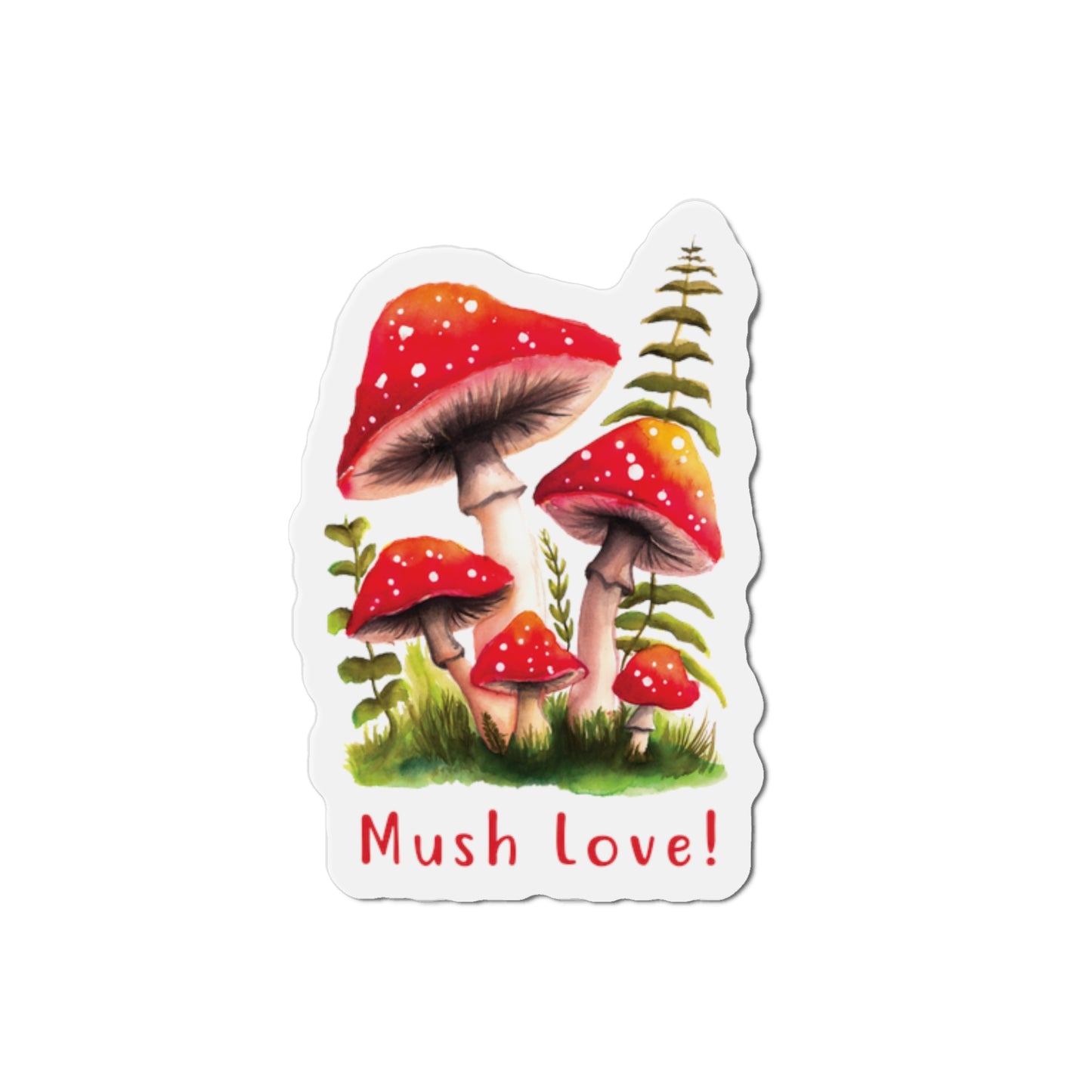 Cute Mushroom Fridge Magnet, Mush Love Magnet, Red Watercolor mushrooms Magnet