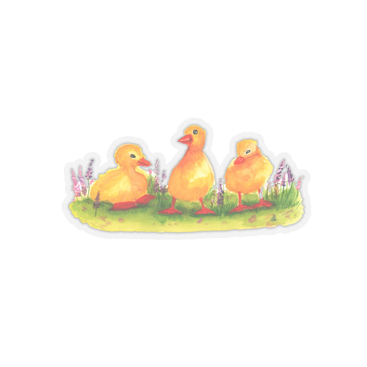 Cute watercolor Ducklings in flowers sticker, adorbale sticker for kids arts and crafts, back to school, Duck lovers