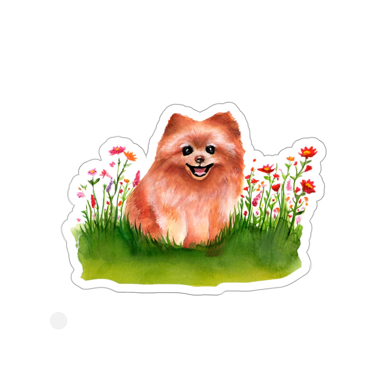 Cute watercolor pomeranian sticker, Cute Pomeranian flowers dog mom cute Sticker, Pomeranian lover cute sticker, water bottle sticker