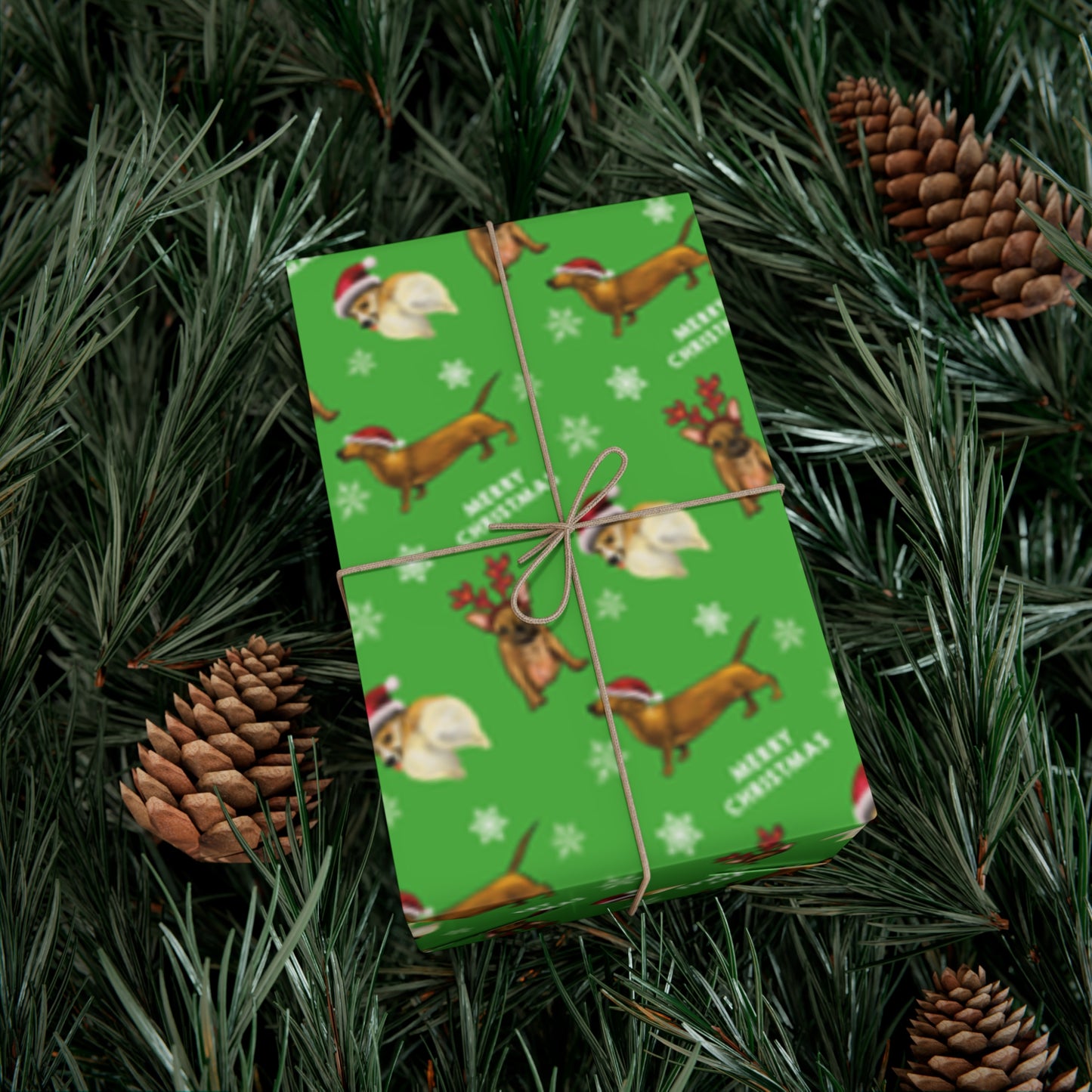 Cute funny dog christmas wrapping paper, funny dog christmas holiday gift wrap paper, cute dog in costume, christmas dog antlers cute