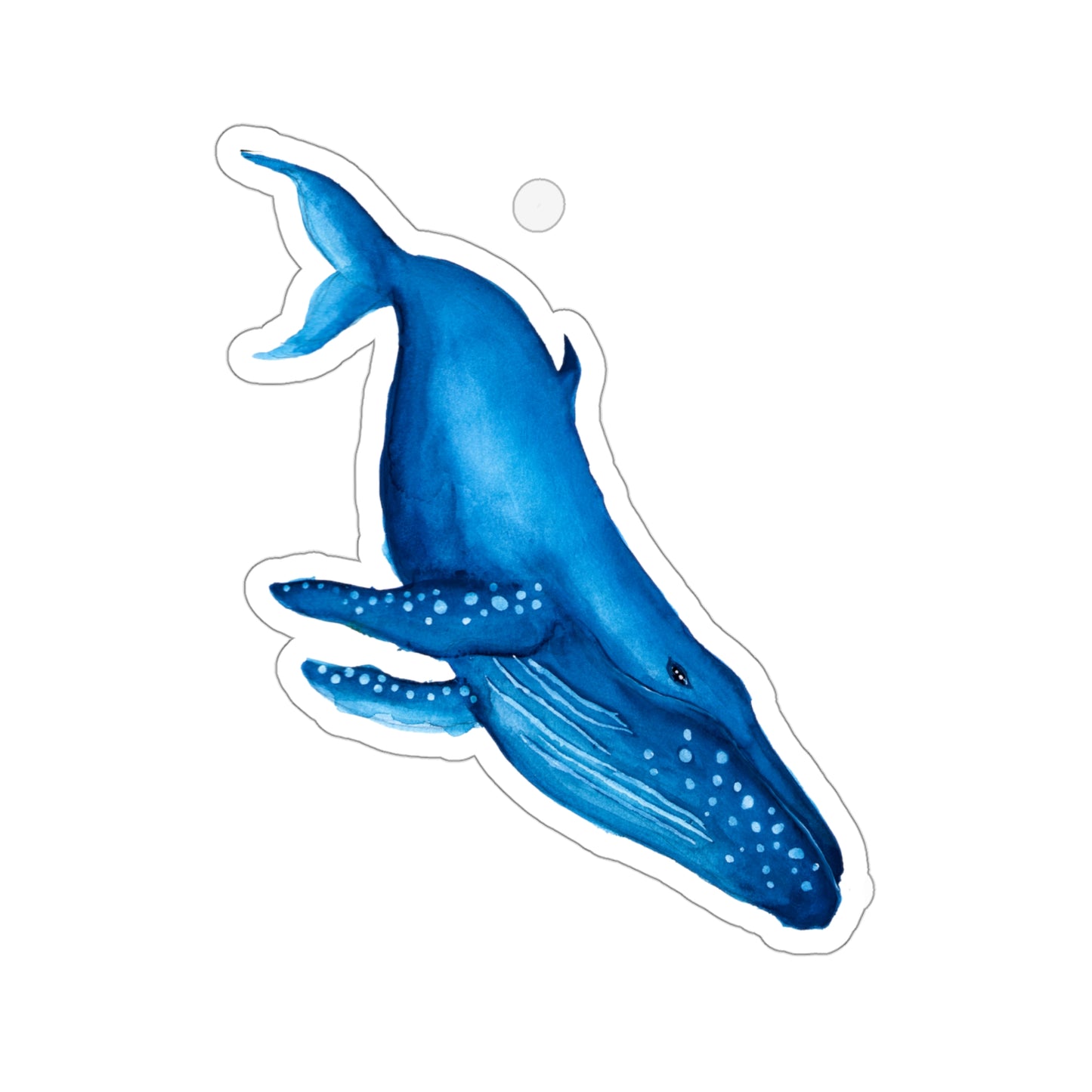 watercolor Humpback whale Sticker, Cute Blue watercolor whale painting, kids arts and crafts, whale lover, adorable whale cute fun sticker