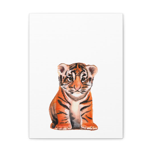 Cute Tiger Cub Gallery Canvas Wrap, Watercolor tiger cub, nursery room art, cute baby shower gift, new mom gift, cute baby tiger wall art, kids room art