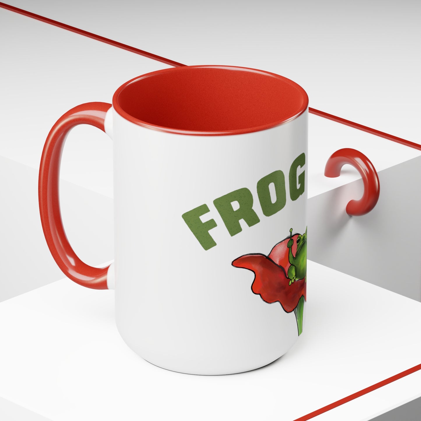 Red Accent Frog Off Mug, 15 oz