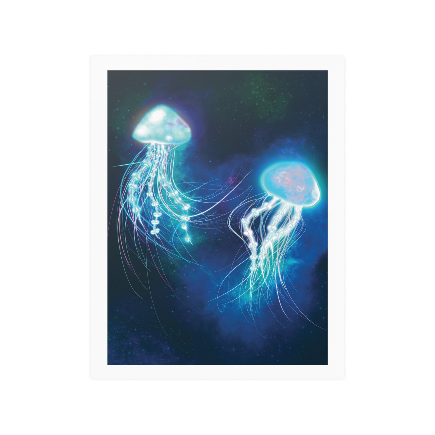 Two Jellyfish Friends Satin Poster