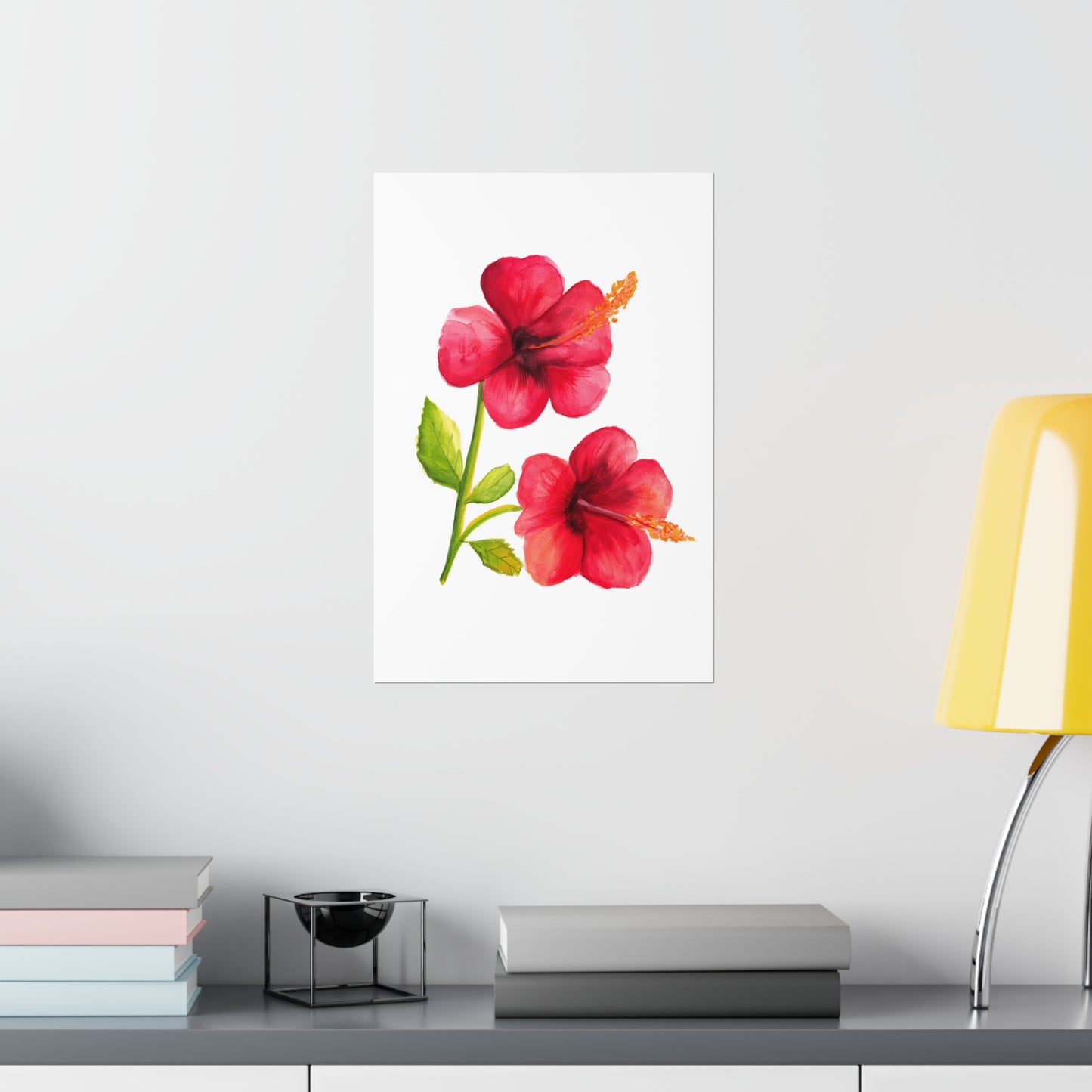 Watercolor Hibiscus Flowers Art Print, Pretty Watercolor flower Poster, Art Print hibiscus flower, pretty hibiscus flower art print