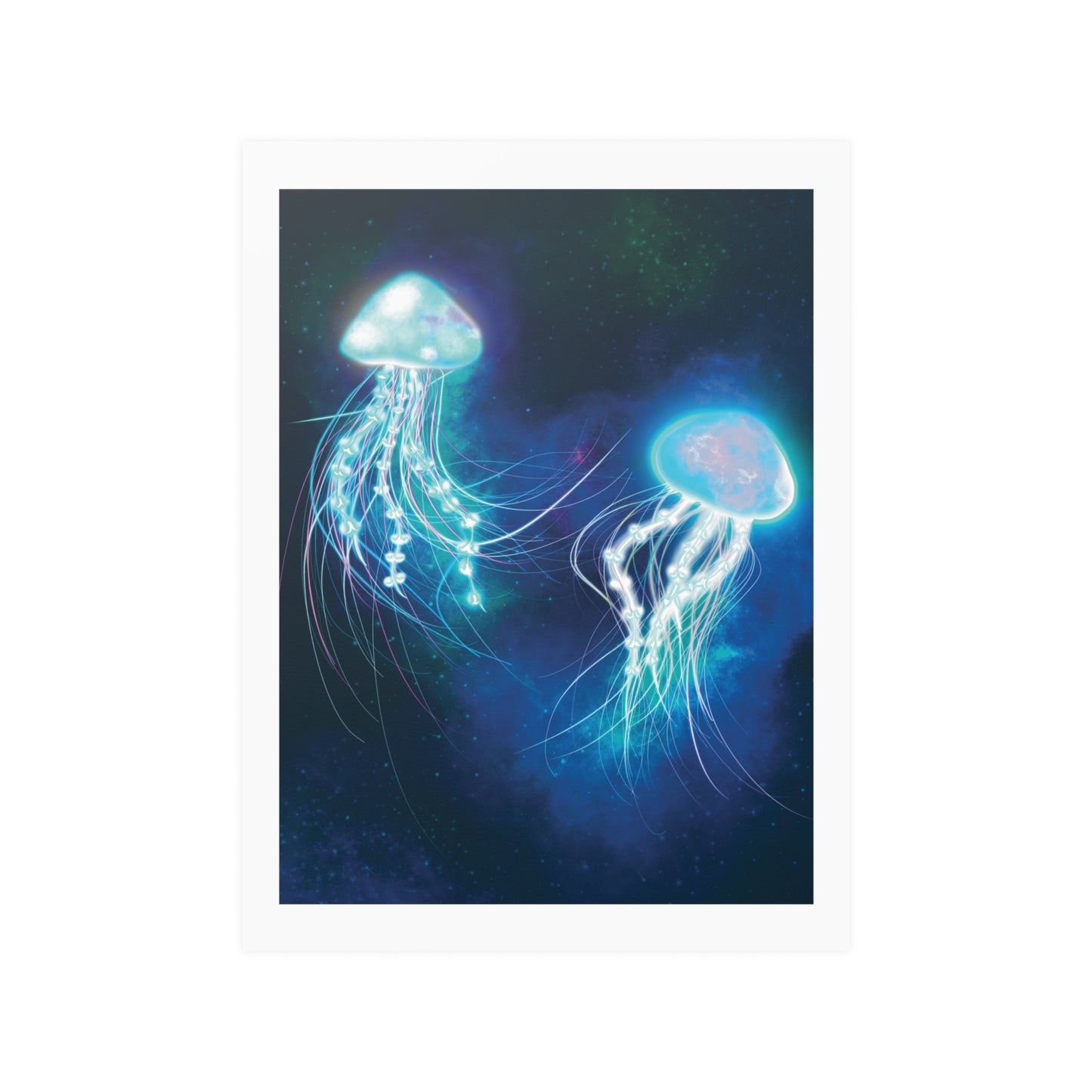 Two Jellyfish Friends Satin Poster