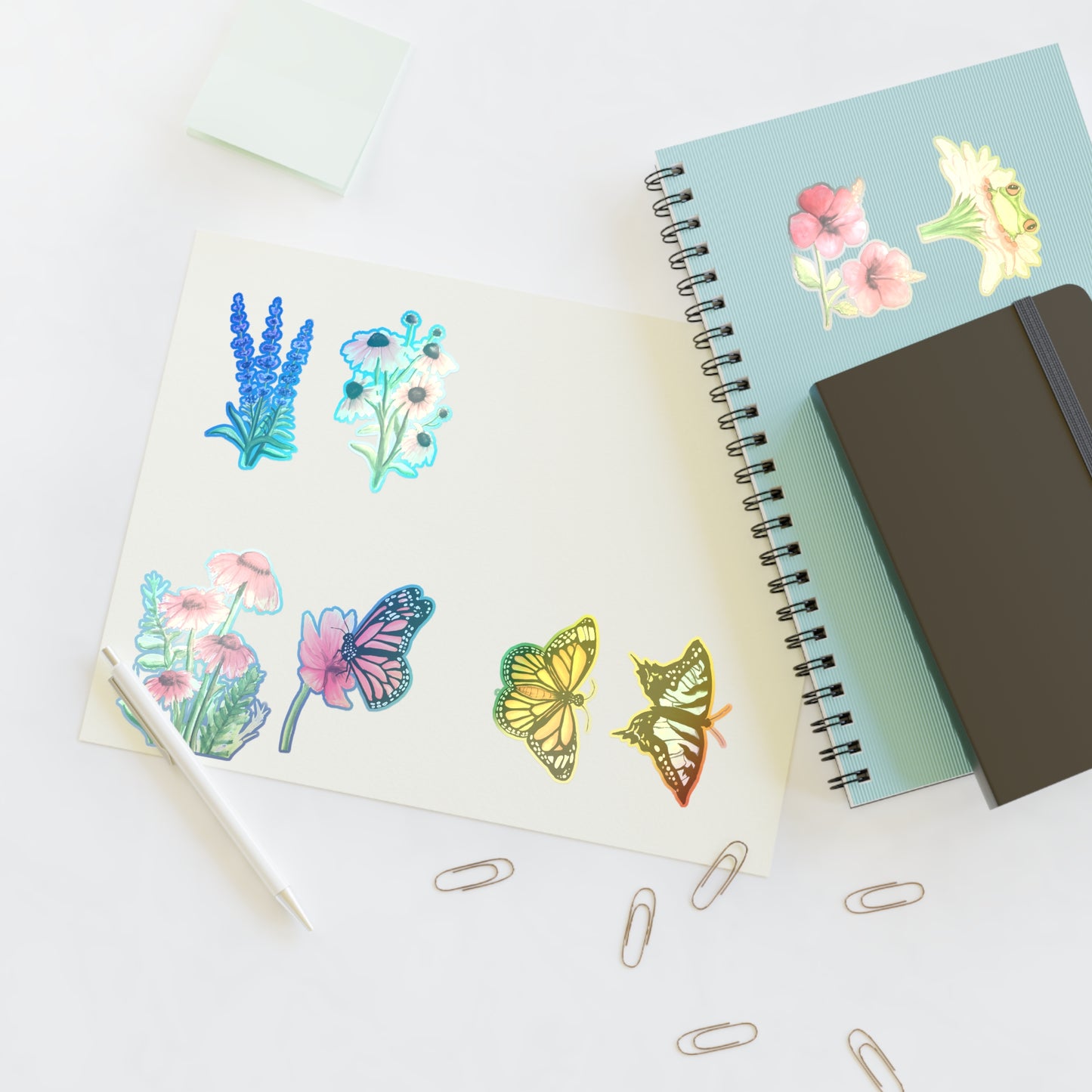 watercolor Wildflowers and Butterflies sticker sheet, watercolor stickers, watercolor flowers, watercolor butterfly stickers, vinyl sticker sheet