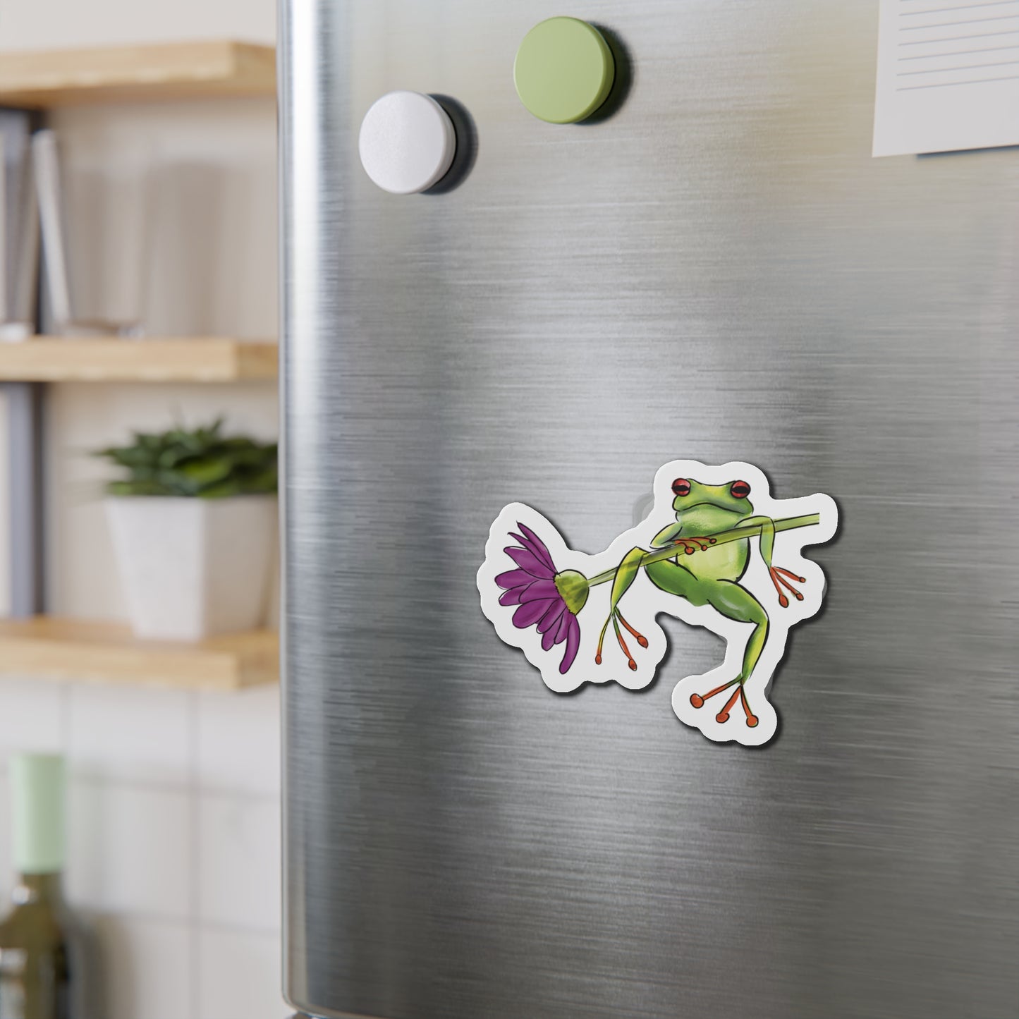 Frog on a Flower Fridge Magnet