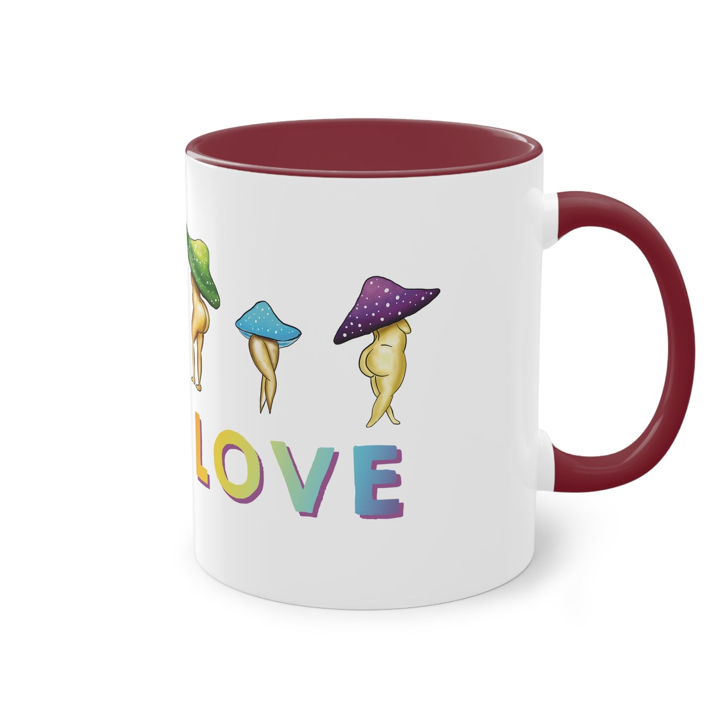 Funny Mushroom booty mug, cute mushroom lover gift idea, funny mushroom pun, cute mush love pun, adorable funny NSFW mushroom lady booty, sexy mushroom mug, accent mug gift