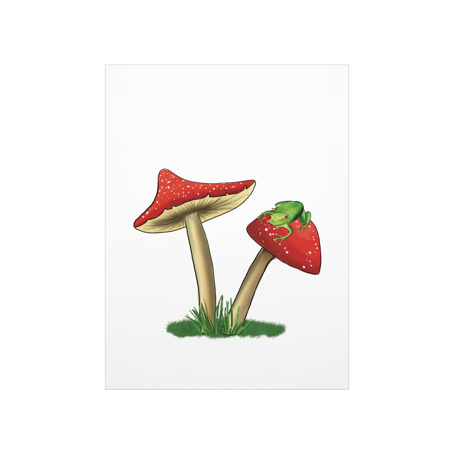 Frog Relaxing on a Mushroom Poster