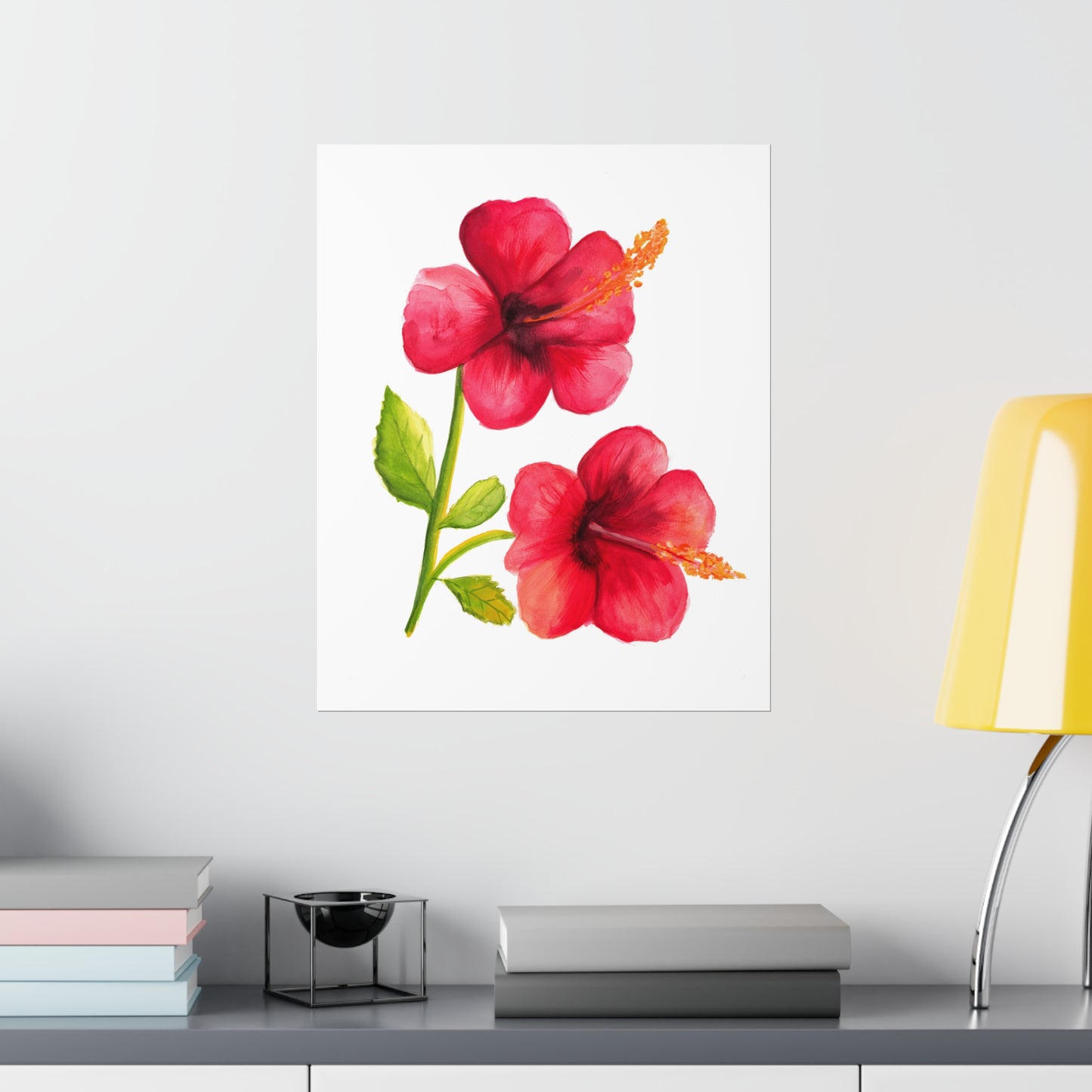 Watercolor Hibiscus Flowers Art Print, Pretty Watercolor flower Poster, Art Print hibiscus flower, pretty hibiscus flower art print