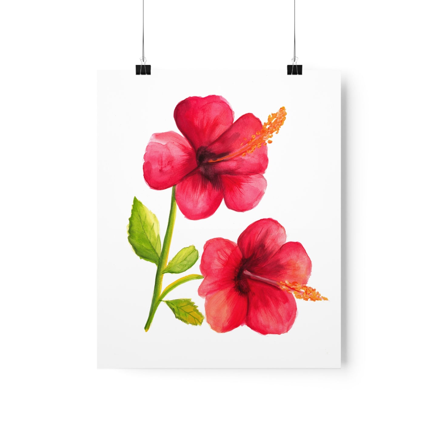 Watercolor Hibiscus Flowers Art Print, Pretty Watercolor flower Poster, Art Print hibiscus flower, pretty hibiscus flower art print