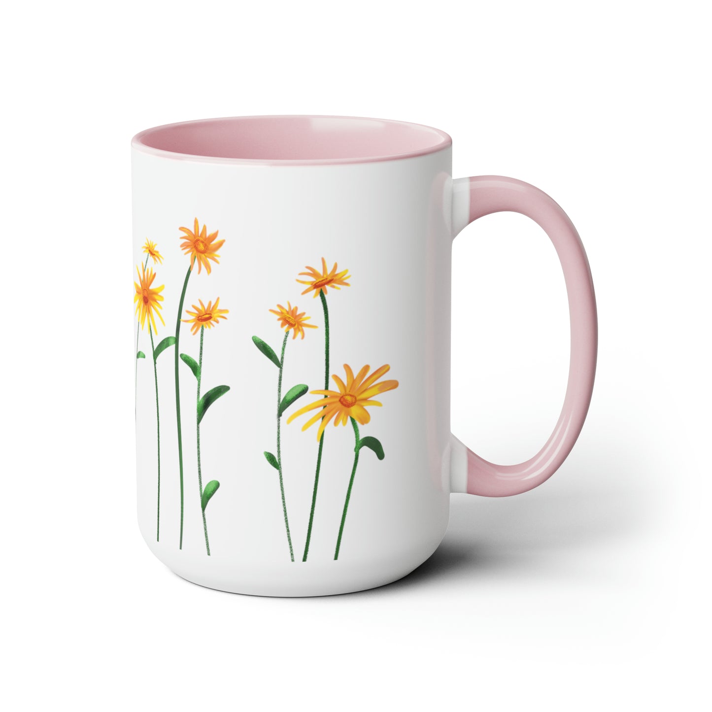 Pretty Red Accent Flowers Mug, 15 oz, Floral mug