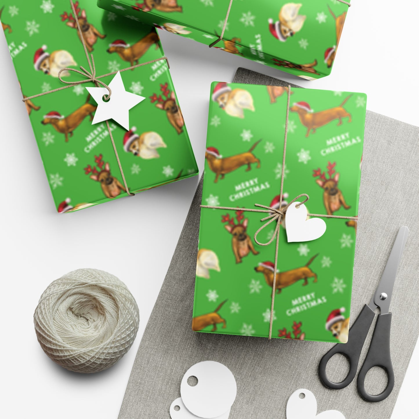 Cute funny dog christmas wrapping paper, funny dog christmas holiday gift wrap paper, cute dog in costume, christmas dog antlers cute