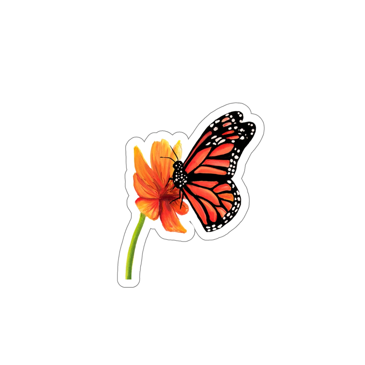 Cute watercolor Butterfly on Flower Sticker, Monarch butterfly lover sticker, water bottle, pretty back to school sticker, fun sticker, butterfly