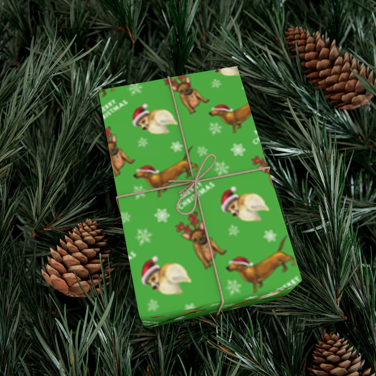 Cute funny dog christmas wrapping paper, funny dog christmas holiday gift wrap paper, cute dog in costume, christmas dog antlers cute