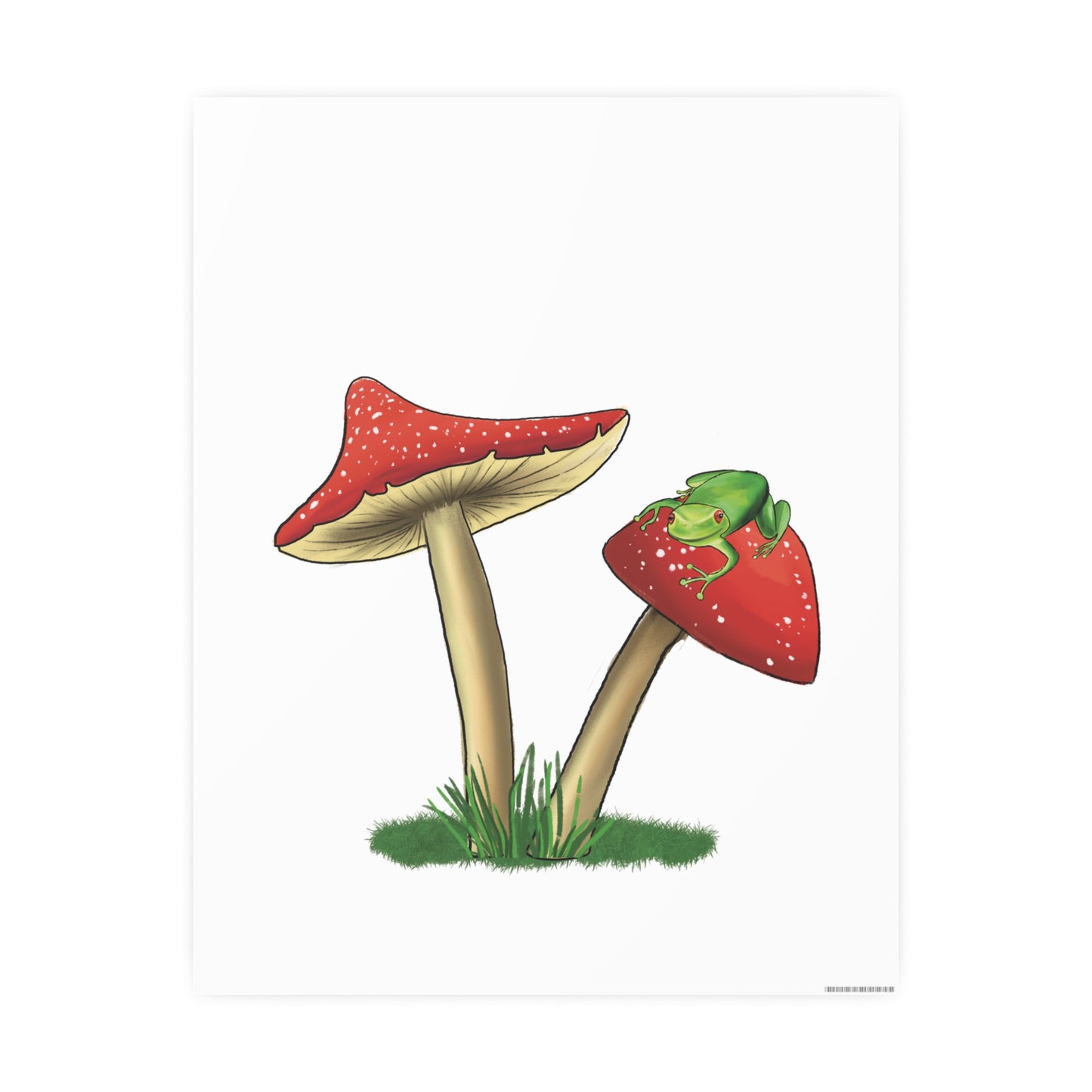 Cute Frog on a Mushroom Illustration Poster