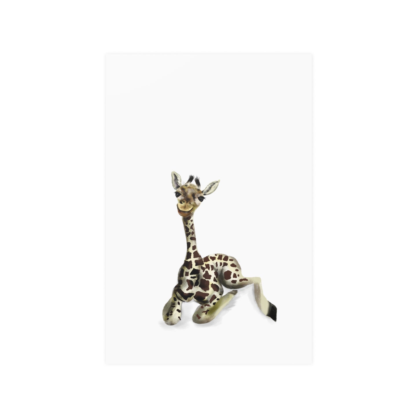 Baby Giraffe Satin Art Poster